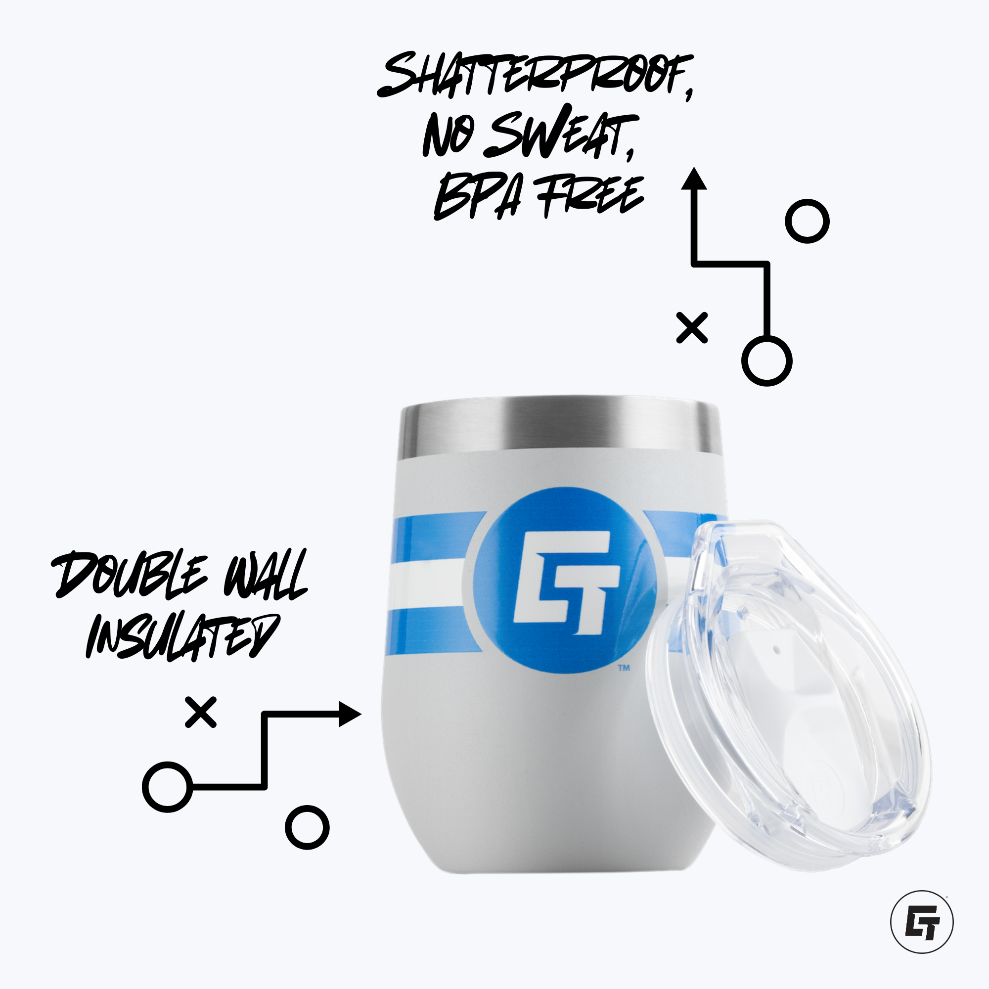 Virginia Cutters - 12oz Light Blue Stemless Tumbler