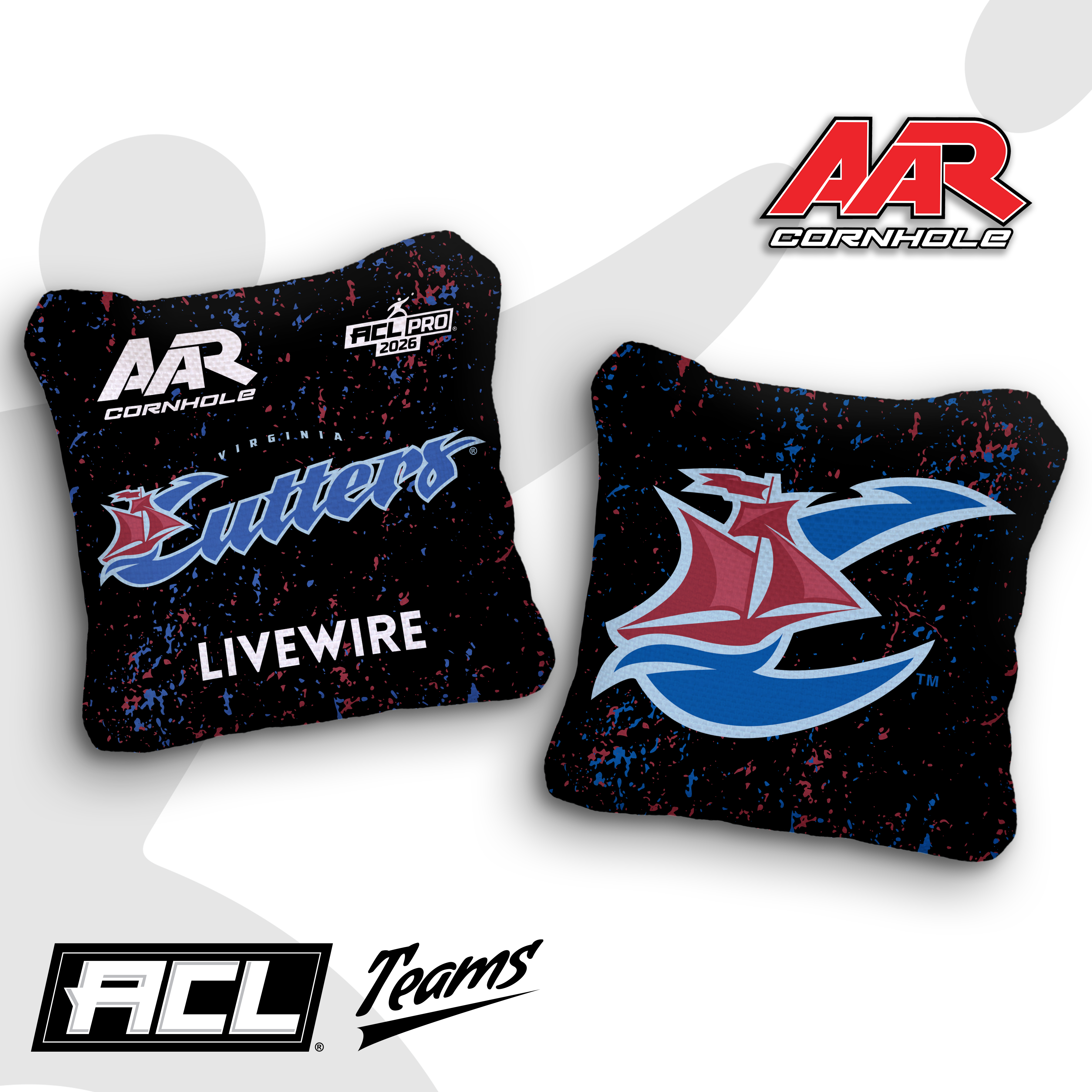 2026 AAR Cornhole Bags - Cutters Splat Edition - Black - ACL Pro Stamped - Multiple Series - SET OF 4
