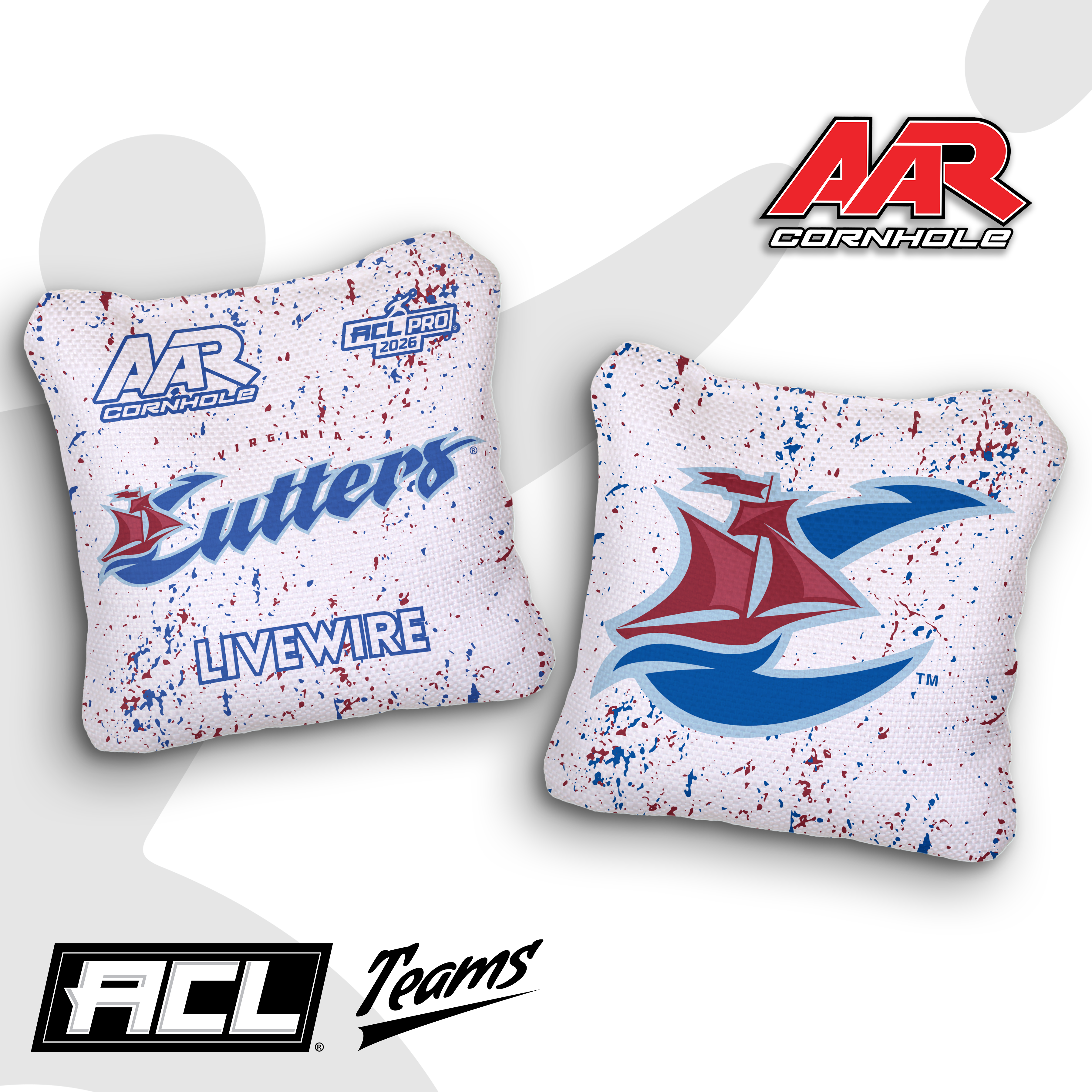 2026 AAR Cornhole Bags - Cutters Splat Edition - White - ACL Pro Stamped - Multiple Series - SET OF 4